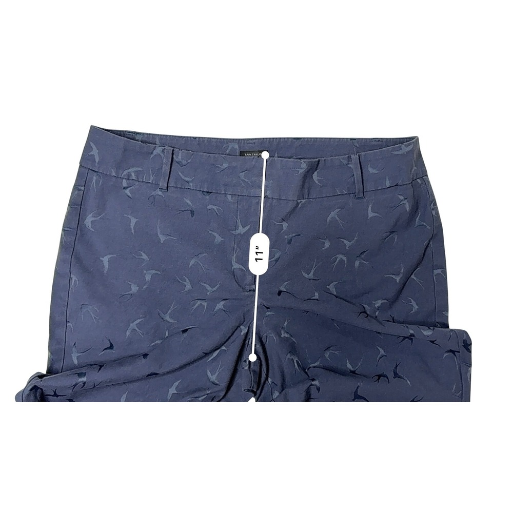 Ann Taylor Whimsical Bird Swallow Ankle Pants 14 Blue Nature - Picture 5 of 10